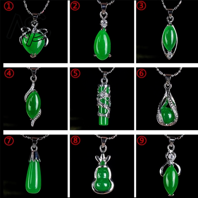 Necklaces - 925 Silver Chinese Green Jade Water