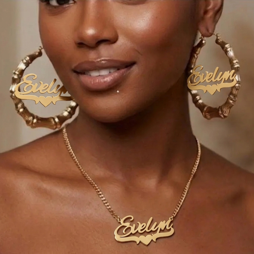 Custom Name Jewelry Set Stainl - Custom Name Necklace Stainless Steel review and price