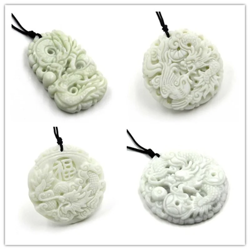 Natural White jade Dragon Phoe - Necklaces review and price