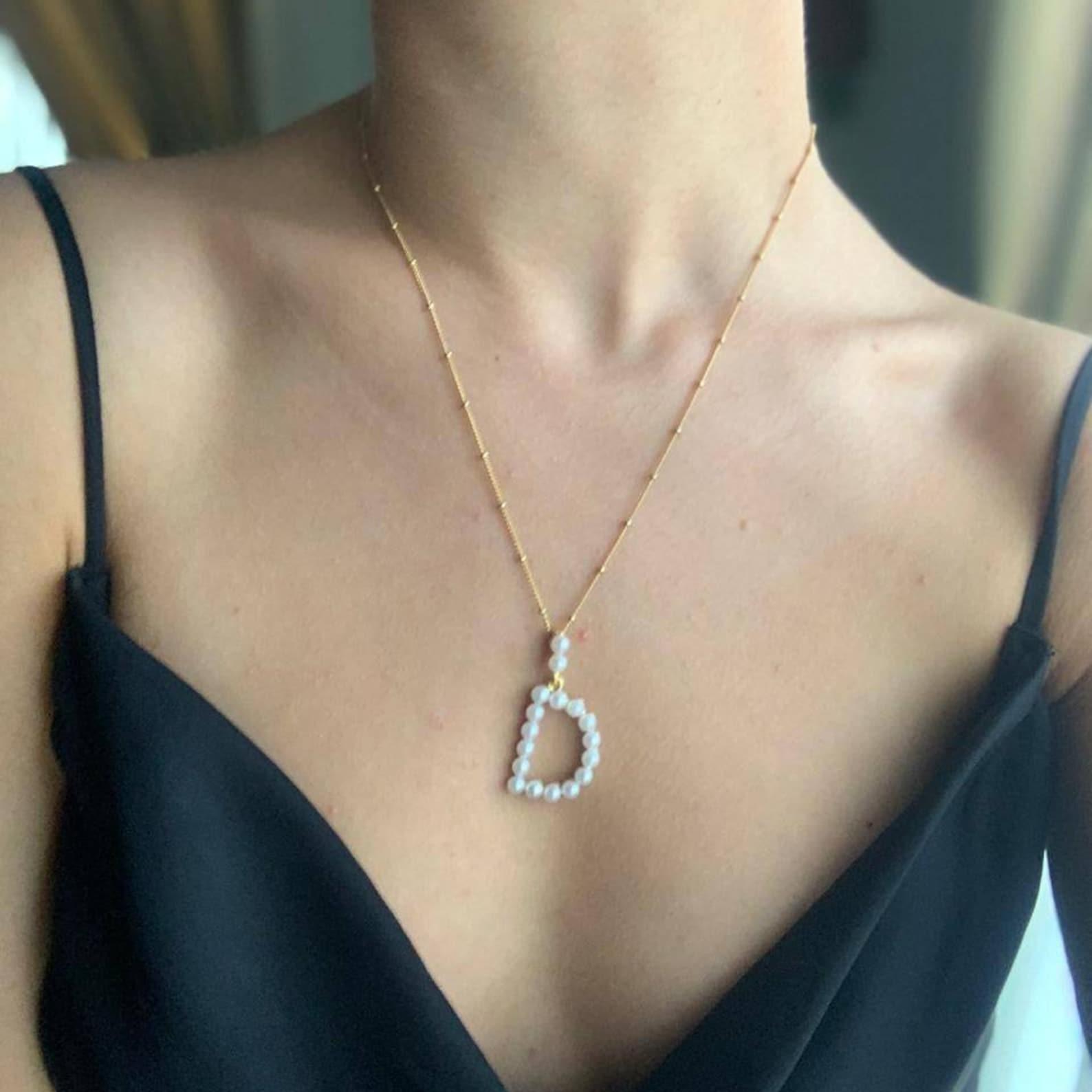 Pearl Initial Layering Pendant - Custom Name Necklace Stainless Steel review and price