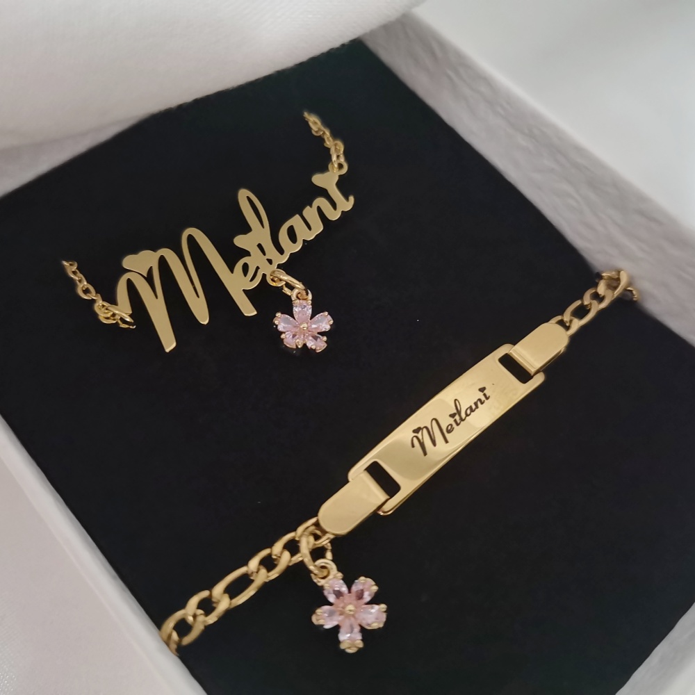 LeeChee Flower Zircon Small Pe - Custom Name Necklace Stainless Steel review and price