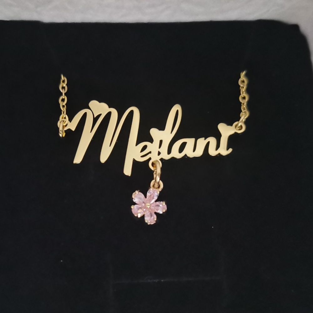LeeChee Flower Zircon Small Pe - Custom Name Necklace Stainless Steel review and price