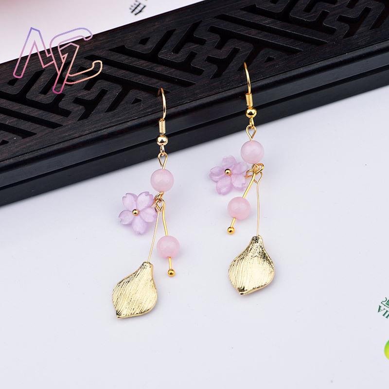 Pink Natural Jade Flower Earri - Earrings review and price