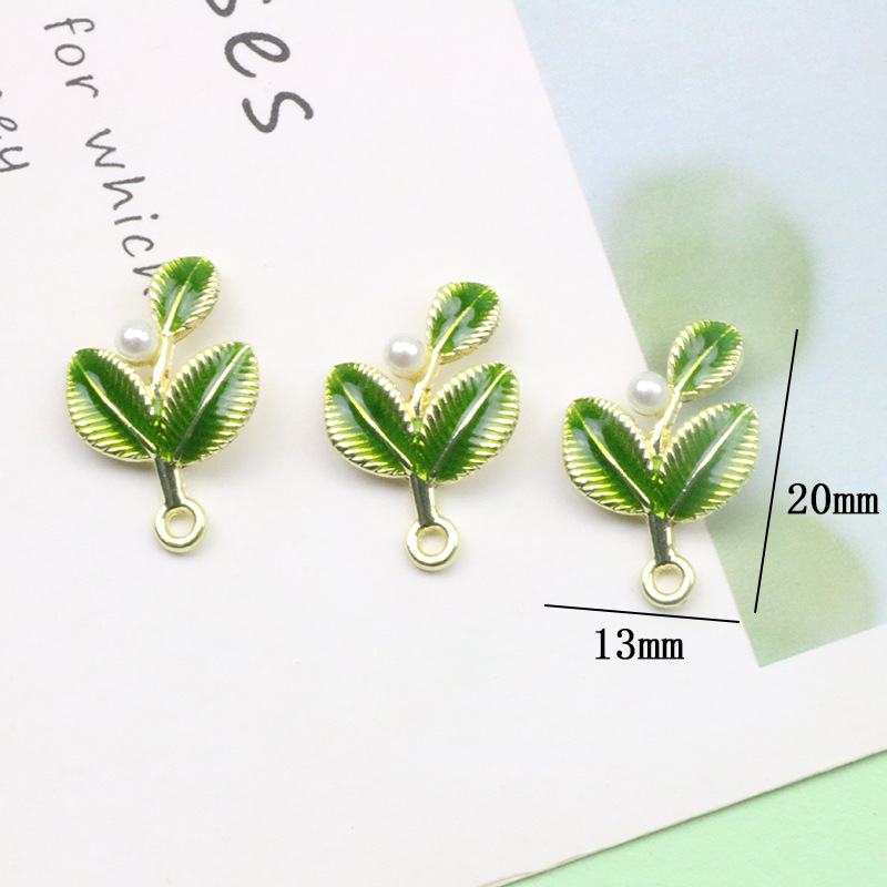 11Pcs Drop Oil Pearl Green Lea - Earrings review and price