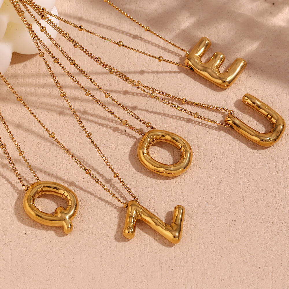 CARLIDANA Bubble 26 Letters Na - Initial Letter Necklace 18K Gold review and price
