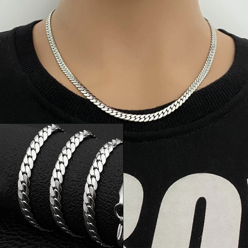 1pc 6 mm Men 925 sterling silv - Cuban Link Chain 12Mm review and price